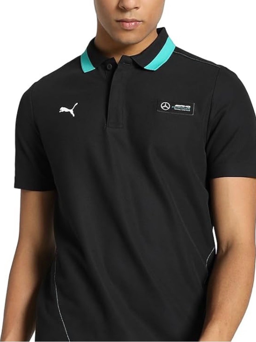 Puma Mercedes AMG Petronas Formula One F1 Polo Shirt Men's XL Black Teal
